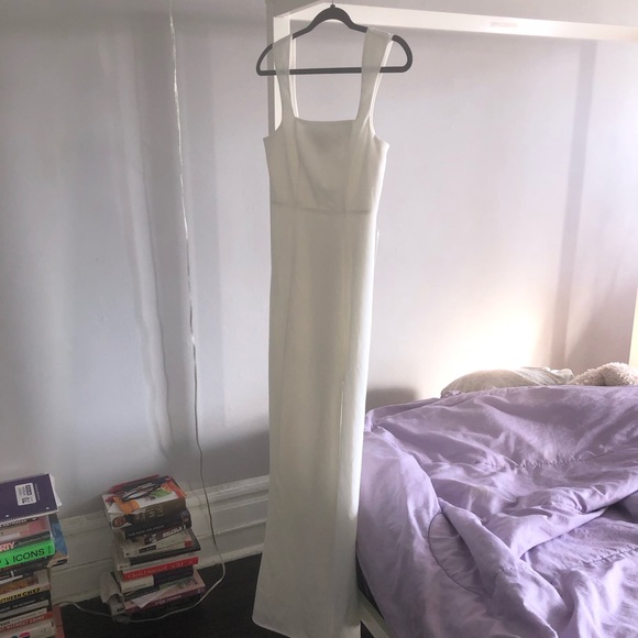 Show me your MUMU ivory formal maxi form fitting gown with stretch Sz M NWOT - Picture 7 of 15